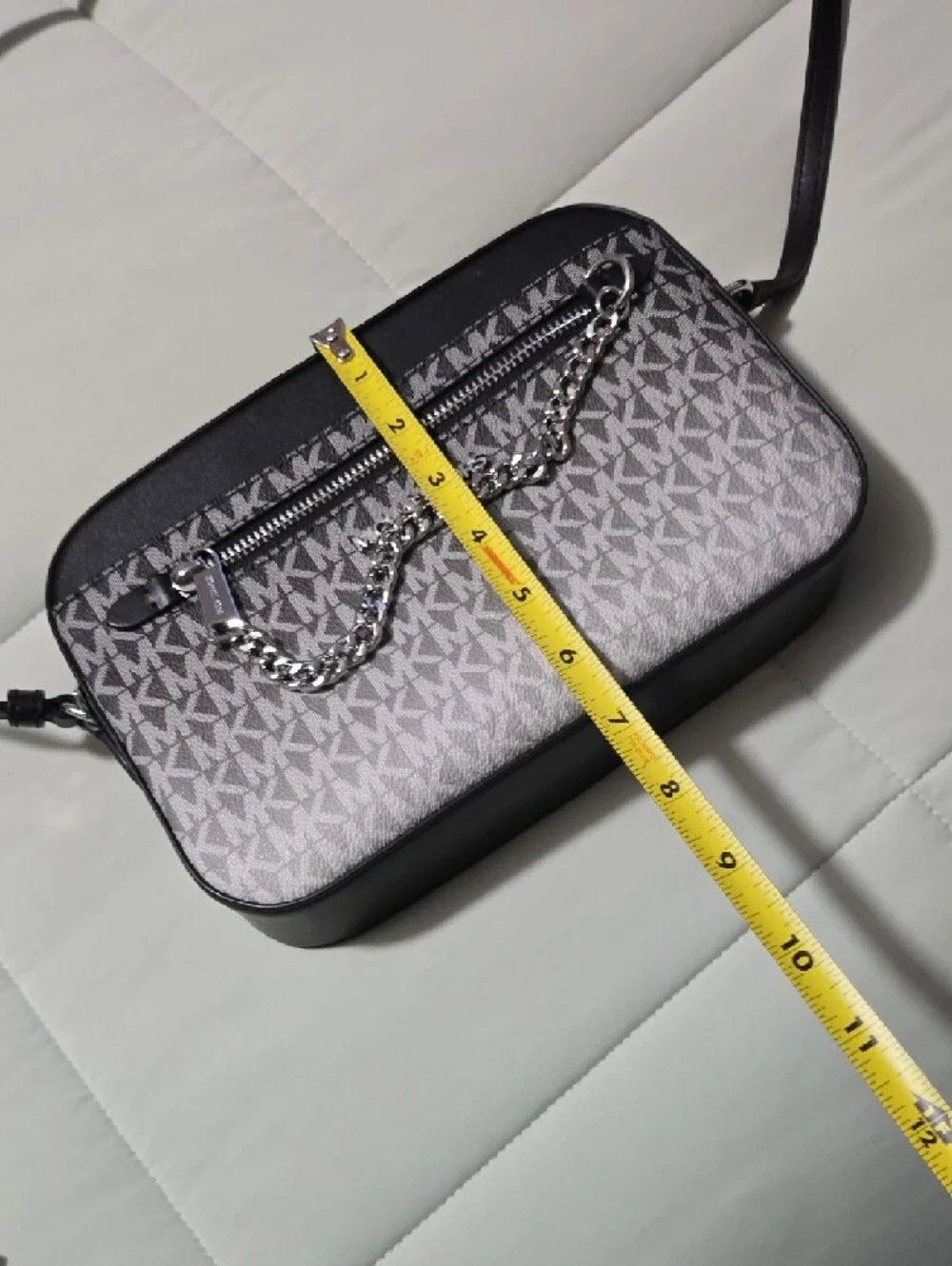 Michael Kors Gray Signature MK Crossbody with Chain Detail - Picture 9 of 9